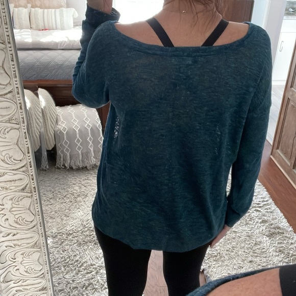 Old Navy Marled Teal Oversized Long Sleeve V-neck Top Size M - Picture 4 of 7